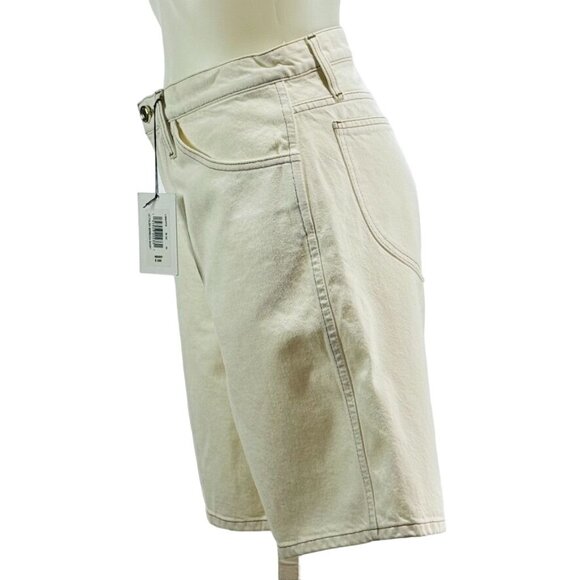 FRAME Le Italien Women's Shorts Off White Cotton Bermuda Top Stitching Size 29 - Picture 3 of 12